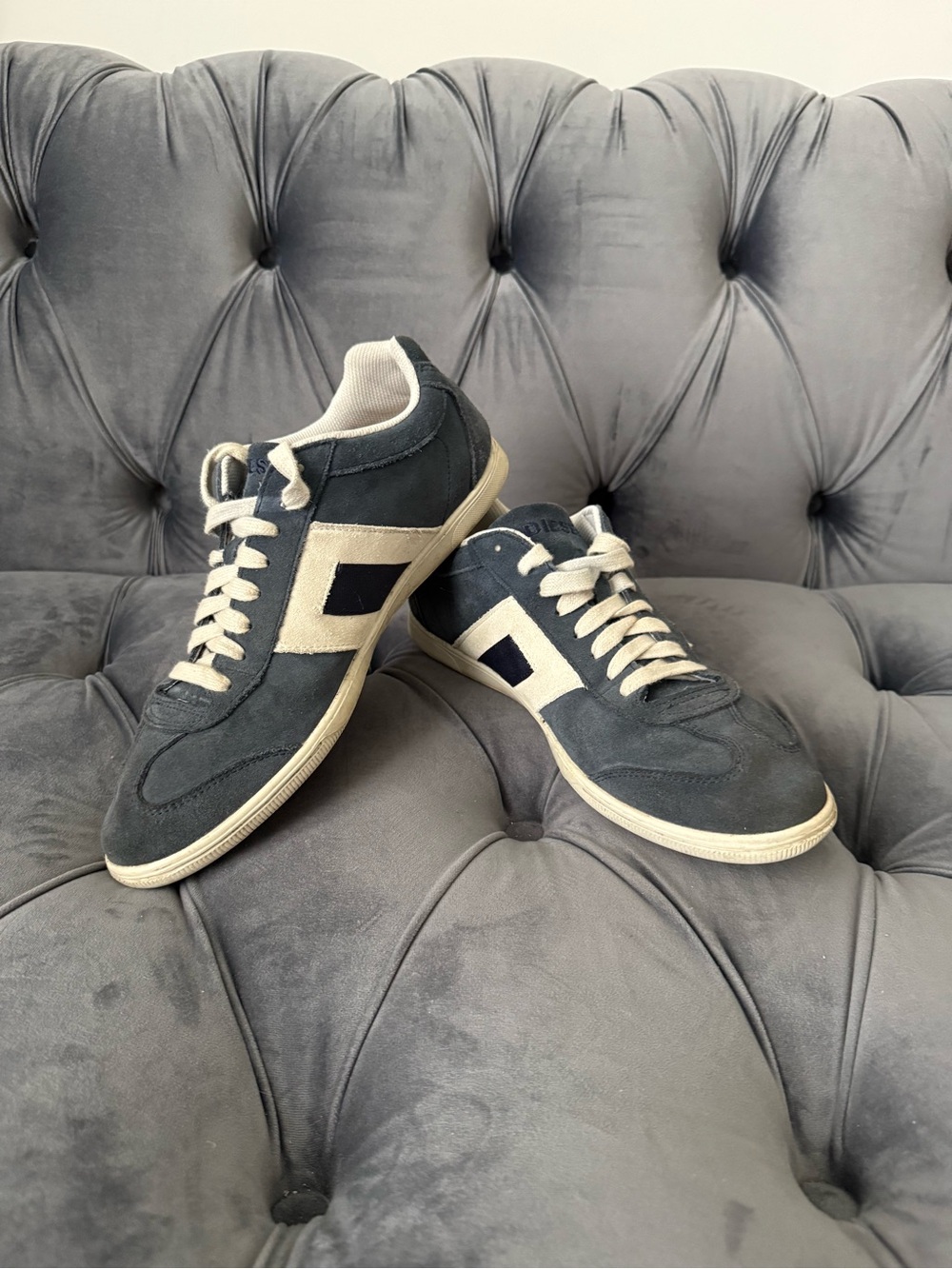 Diesel Lounge Men’s Sneakers Blue Suede Leather Casual Shoes Size 10,5 Box Y2K - Picture 8 of 12